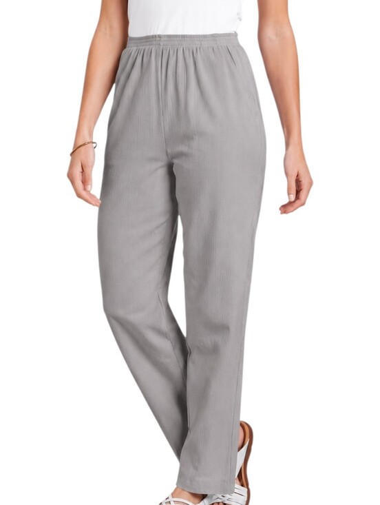 Blair Pants - Blair Pull On Pants Gray Petite 20P Elastic Waist Straight Leg